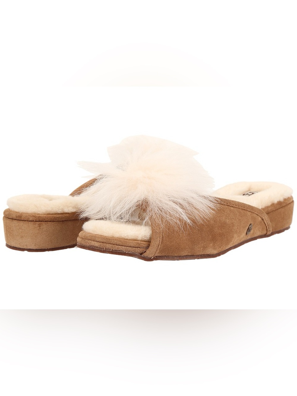 Ugg Flats with Fur Pom Pom